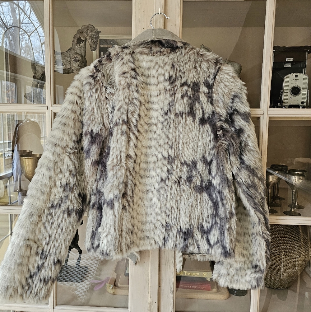 Anthropologie x Marrakech Gray Fur & Suede Reversible Moto Jacket | - Picture 10 of 11